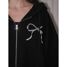 Sketch Ribbon Hood Zip-up [Black]