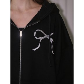 Sketch Ribbon Hood Zip-up [Black]