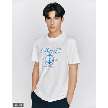 지오다노 NEW 남자 그래픽 반팔 티셔츠 (MARINE)095506