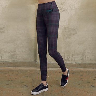 로라로라 (LS-19165) CHECK LEGGINGS DEEP GREEN