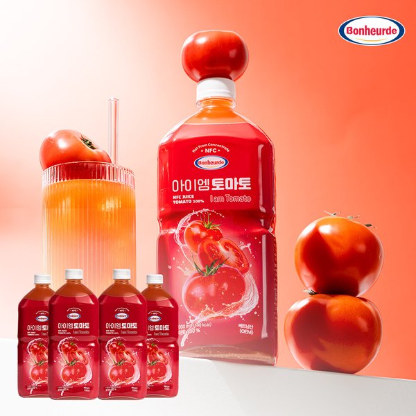 [100 NFC 착즙] 보넬드 아이엠 토마토 주스 즙 1L 4개