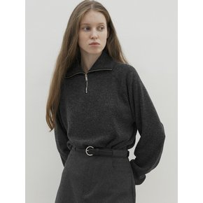 JENNA HALF ZIP UP COLLAR KNIT (CHARCOAL)