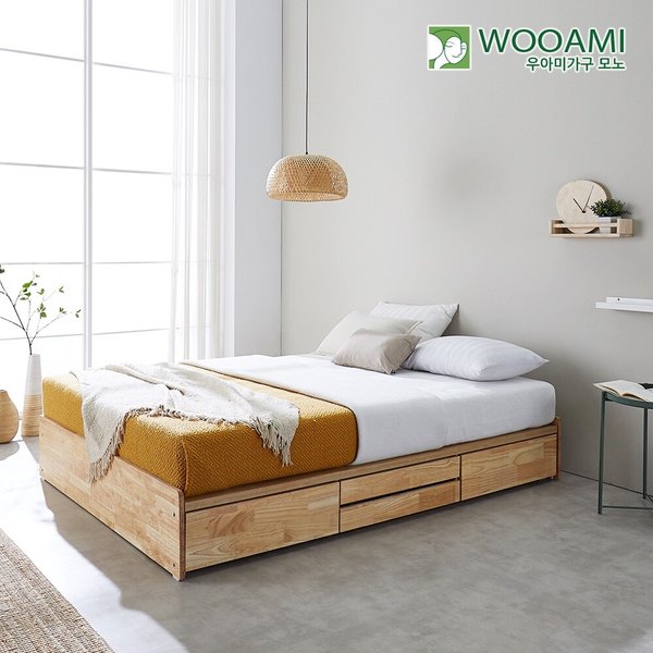 [착불] 우아미가구 모노 몬드 원목 수납침대 본넬매트 Q FO5182