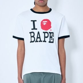 25 SS 어 베이싱 에이프 BAPE 로고 프린트 티셔츠 화이트 001CSK801002M