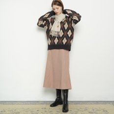 W54 cutting long skirts beige