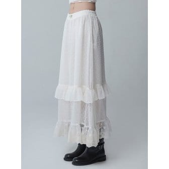 마스언에브릴 FRENCH LACE TIERED MAXI SKIRT_IVORY