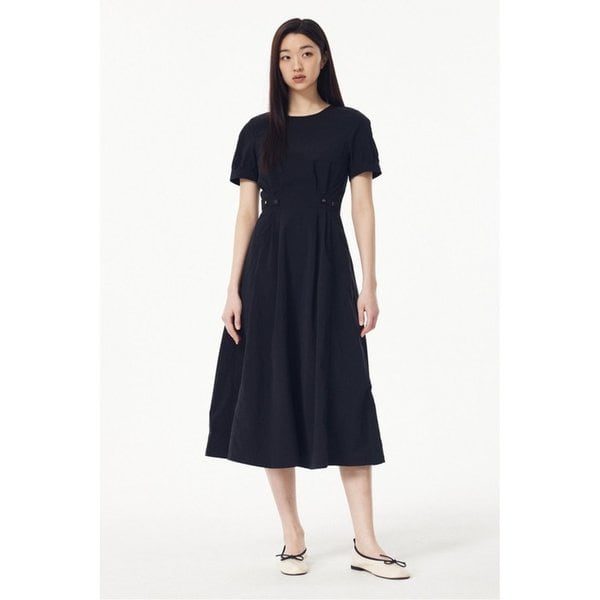 웨이스트 사이드 버튼 원피스 _블랙 7255237107