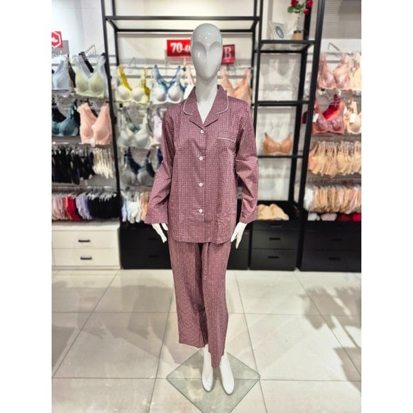 [시흥점] S 비너스) 면100수 도트 나염 여성 파자마 세트 VPA4462W-WI