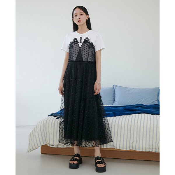 [시흥점] 여성 티셔츠 레이어드 포인트 스트링 롱원피스 (ER2RD562)