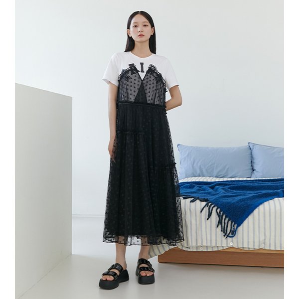 [시흥점] 여성 티셔츠 레이어드 포인트 스트링 롱원피스 (ER2RD562)