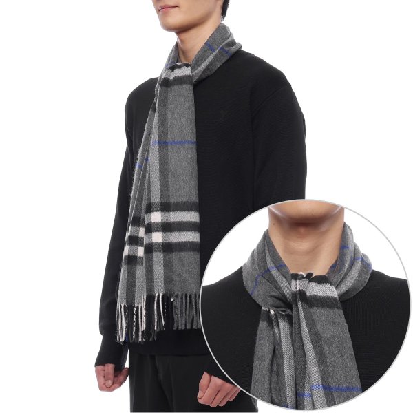 [부산점] 25FW 남성 체크 캐시미어 머플러 (8112642 MARLBOROUGH GREY M 25F)
