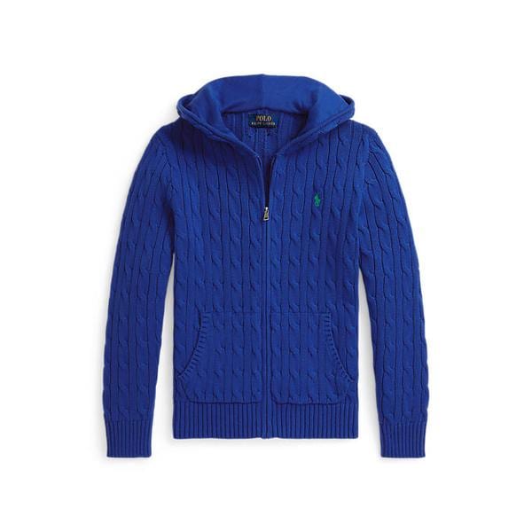 폴로 키즈 남아 8-18세 케이블 코튼 후드 풀 지퍼 스웨터(CWPOSWEY6820684401)