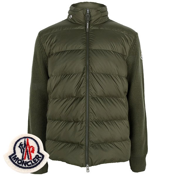 [부산점] 몽클레어 카키 울 니트 믹스 구스 다운 집업 자켓 9B00032 M1131 828