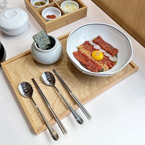 스트라이프 라인 레이저 부부 수저세트 (4P)