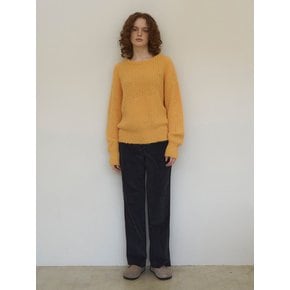 Touched round-neck wool knit