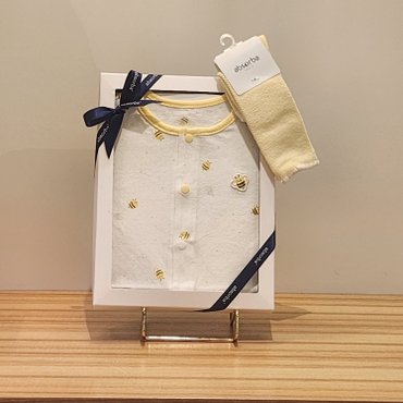 압소바 !![ S/S  출산2종 선물세트]!! 이코 7부 바디슈트*A2110681(백IVORY)//플루 장말A2A32101 (노랑)