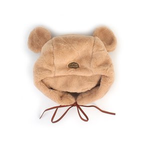 Bear Fur Beige Earflap Cap 바라클라바