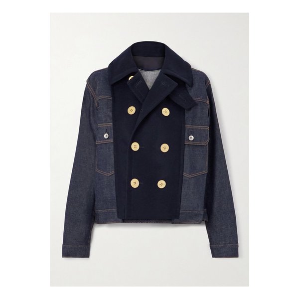 더블 브레스트 울 트리밍 데님 재킷 네이비 46376663162869332