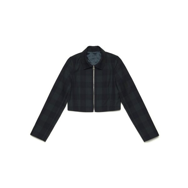 체크 크롭 자켓 (그린)