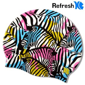 XBL-8230 COLORFUL ZEBRA-WHT 실리콘 수모 수영모 JP