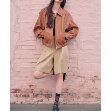 시스티나 레더 밴딩 집업 점퍼