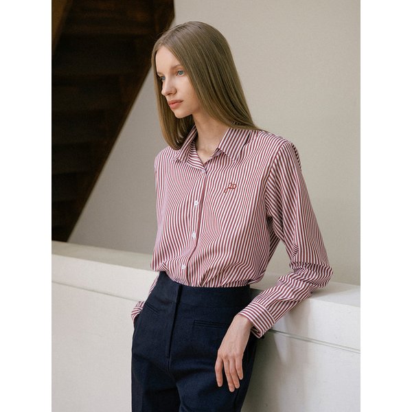 모던핏 심플 로고 데일리 스트라이프 셔츠_7color