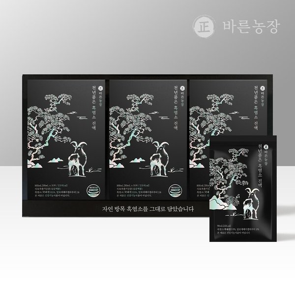 바른농장 자연방목 고함량 흑염소진액 천년 품은 원물 흑염소즙 효능 임산부 30포, 1개