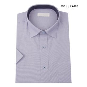 VOLLRADS 반소매 카라히든버튼 남성 블루 솔리드 남방셔츠