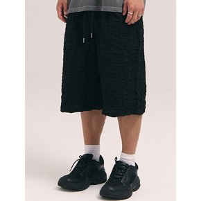 stripe stitch bermuda pants-black