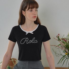 ROLA RIBBON NECK HALF T-SHIRTS BLACK