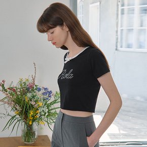 ROLA RIBBON NECK HALF T-SHIRTS BLACK