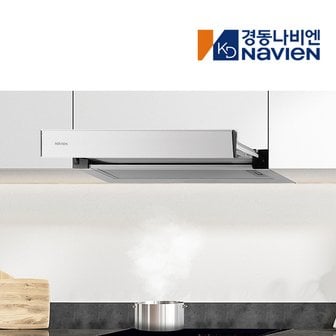  경동나비엔 600장 주방 가스렌지 레인지 슬라이드 후드 실버 RGS151