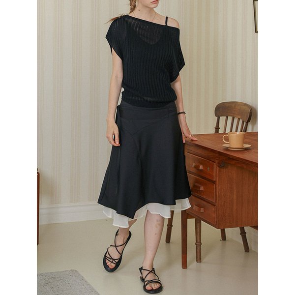 DD_Asymmetry layered midi skirt_2color