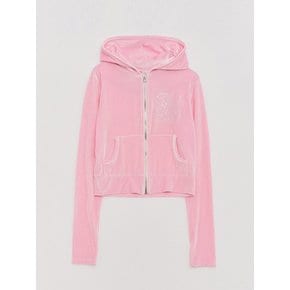 Cubic Logo Velvet Slim-fit Zipup Barbie-pink