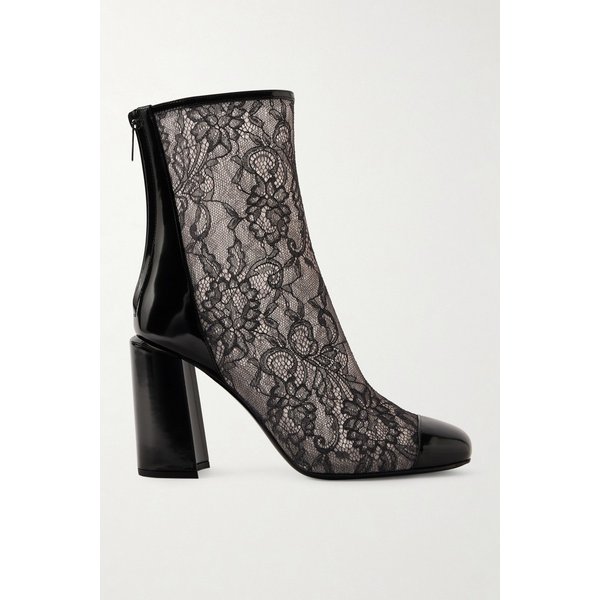 키수 AB 85 페이턴트 가죽 트림 레이스 앵클 부츠 46376663162955379