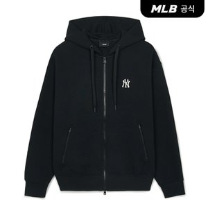 MLB [코리아공식] 베이직 스몰로고 양면지 후드 집업 NY (Black)