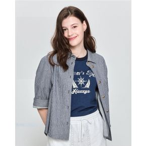 [25SS]블루 스트라이프 면 7부소매셔츠 (HSSH-5B421)