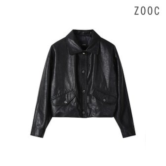 ZOOC 뒷밴딩 아웃포켓 에코레더 자켓 BK_V234PSF953