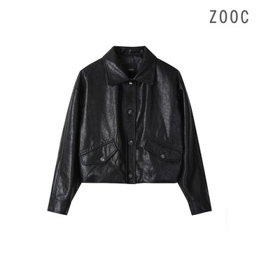 ZOOC 뒷밴딩 아웃포켓 에코레더 자켓 BK_V234PSF953