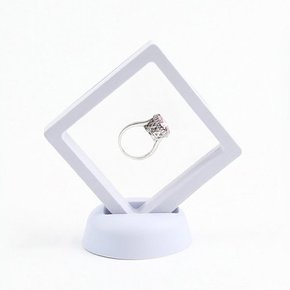 흰색 14X14cm 양면 기념콘 전시대 입체액자 프레임 투명 공중부양 플로팅 진열대 장식