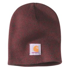 칼하트숏비니 Carhartt A205 Acrylic Beanie Cap oxblood dark brown marl