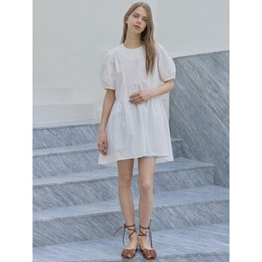 Puff Shirring Mini Dress - IVORY