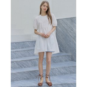 Puff Shirring Mini Dress - IVORY