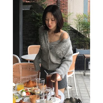 리엘 [단독]Marshmallow knit cardigan (melange gray)