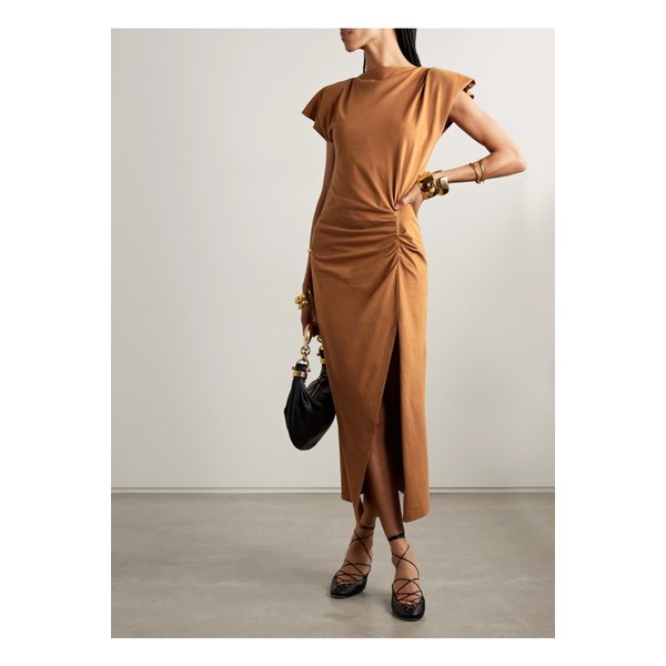 나델라 비대칭 개더 코튼 저지 맥시 드레스 라이트 브라운 46376663162889933