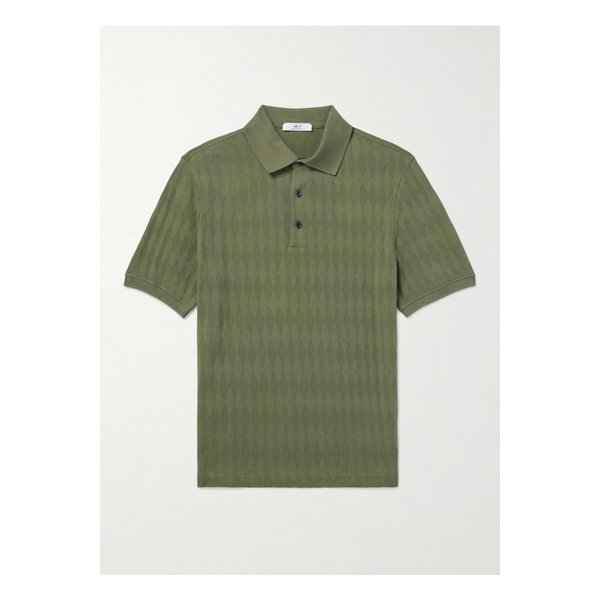 골프 자카드 니트 오가닉 코튼 폴로 셔츠 그린