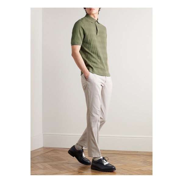 골프 자카드 니트 오가닉 코튼 폴로 셔츠 그린