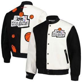 4640512 Mitchell  Ness Mens x Just Don Black/White NBA I Love This Game! Full-Snap Jacket