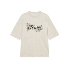 [HSTS-4C702] 헤지스레이디스 단색 자수장식 면 라운드넥 5부소매 티셔츠