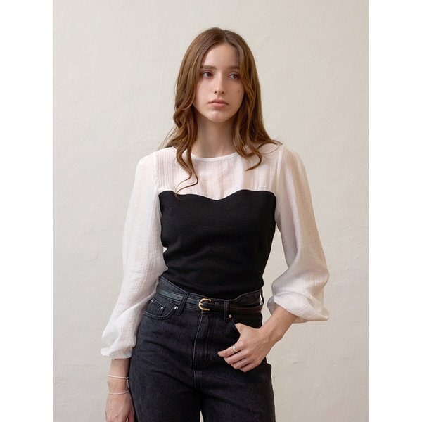 타이 뷔스티에블라우스